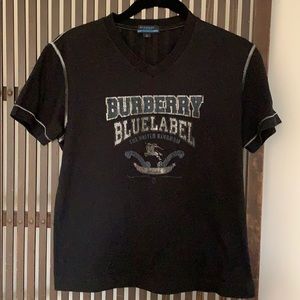 Burberry blue label black V neck T shirt